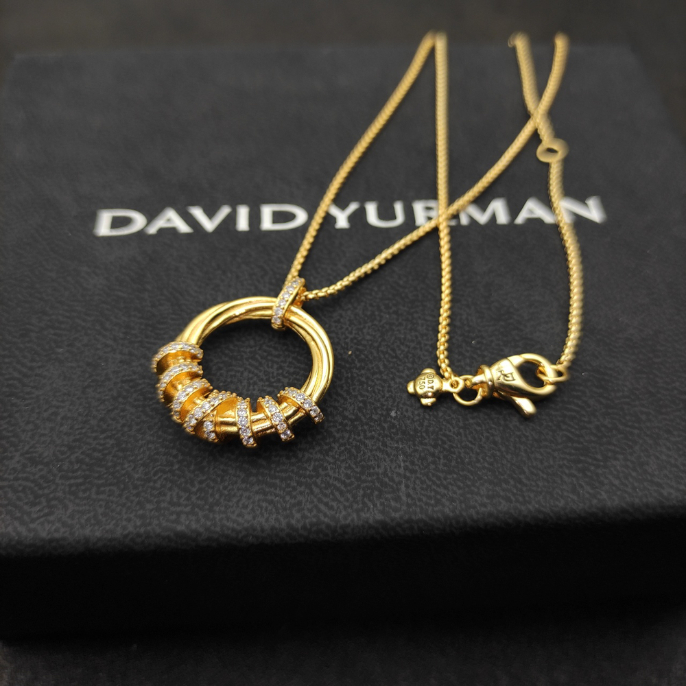 David Yurman Gold Spinning Bead Diamond Necklace - Picture 4 of 8
